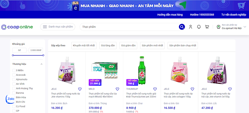 Các sản phẩm có trong gian hàng của Co.op Online được nhập từ các thương hiệu uy tín