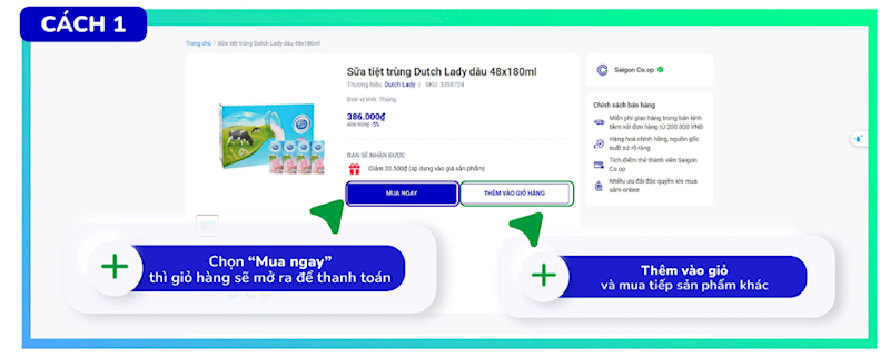 Chọn mua ngay và thêm vào giỏ hàng