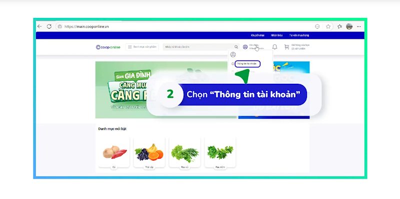 Chọn thông tin tài khoản