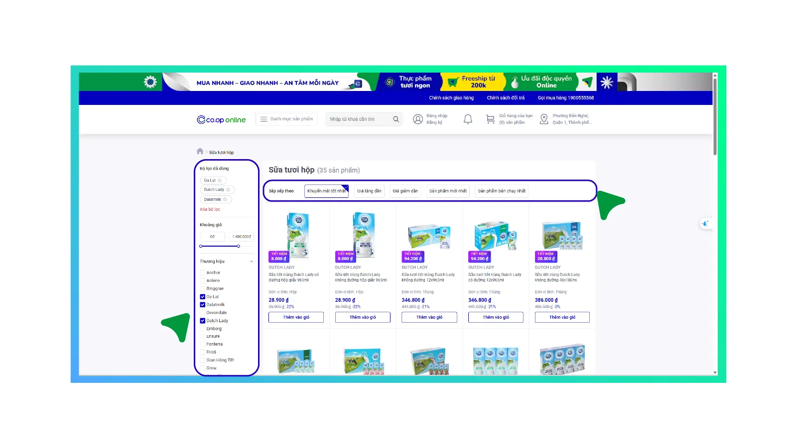 Tìm kiếm và thêm sản phẩm