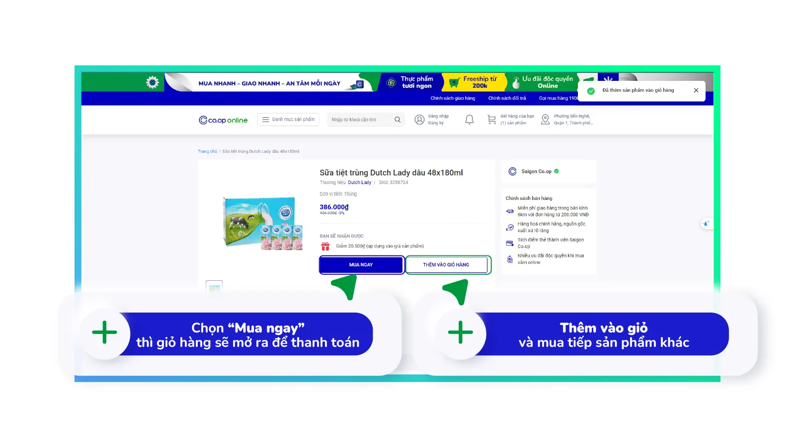 Chọn mua ngay hoặc thêm vào giỏ hàng