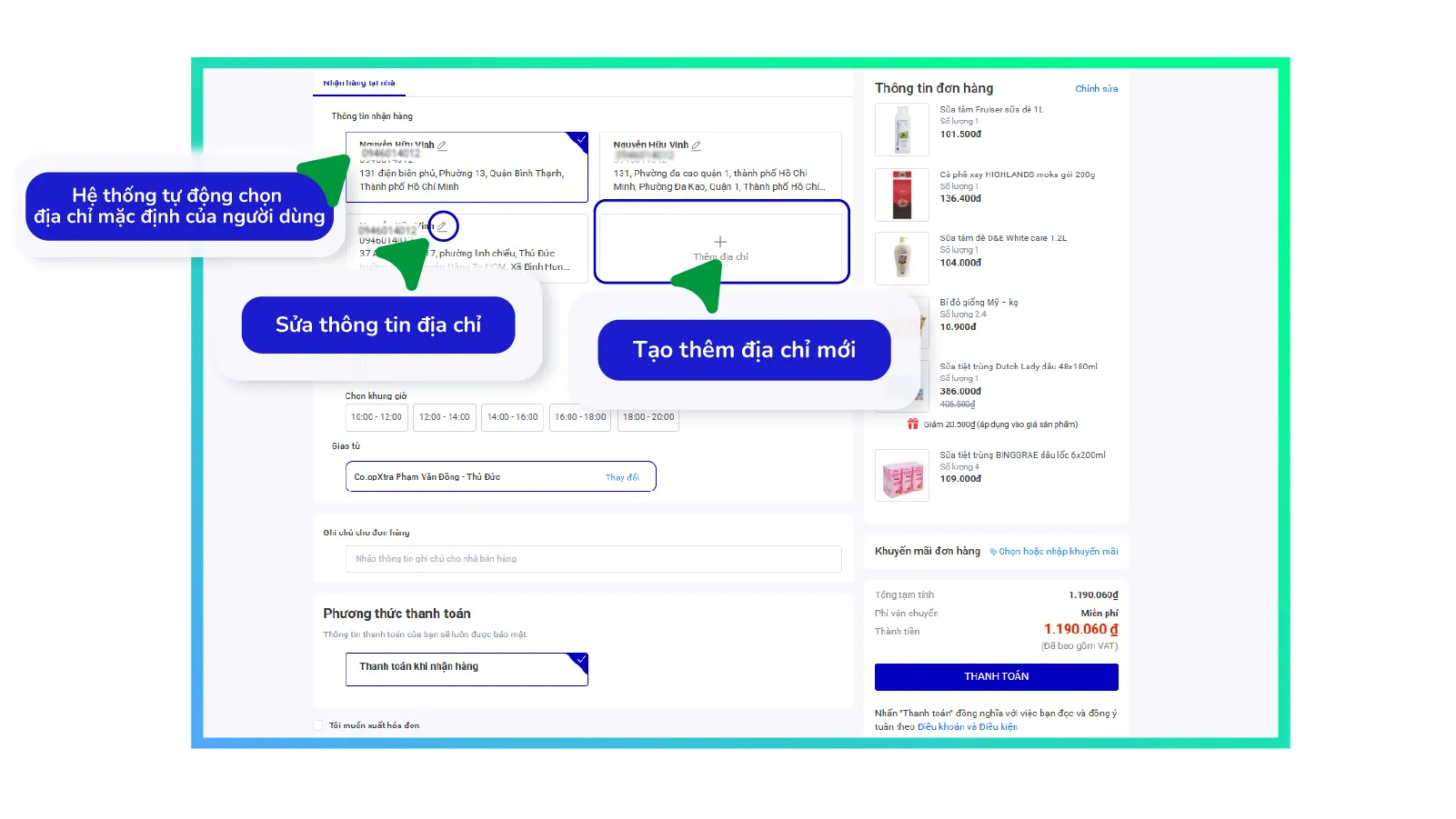 Chọn địa chỉ giao hàng