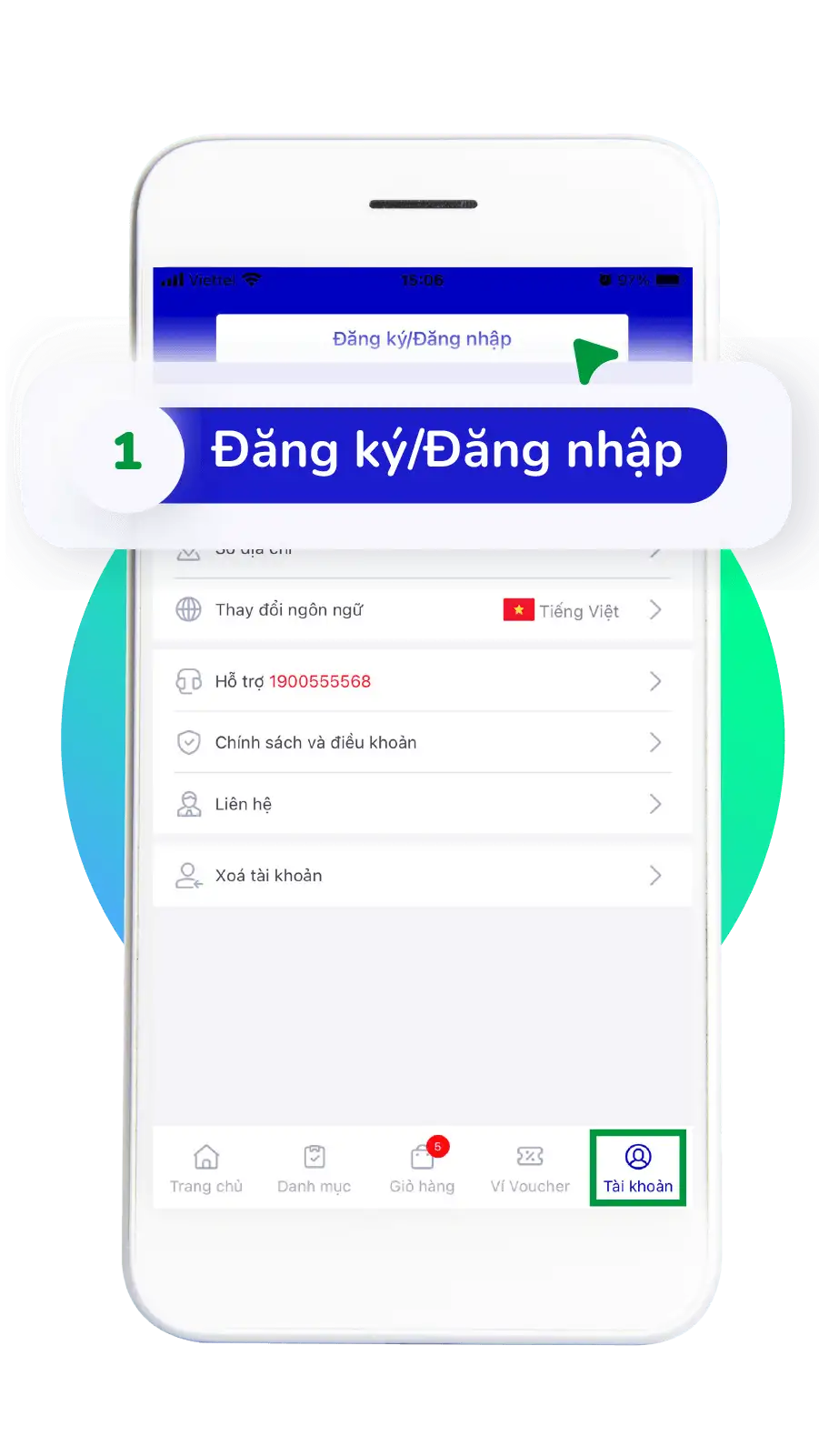 Mở app và thực hiện Đăng ký/ Đăng nhập