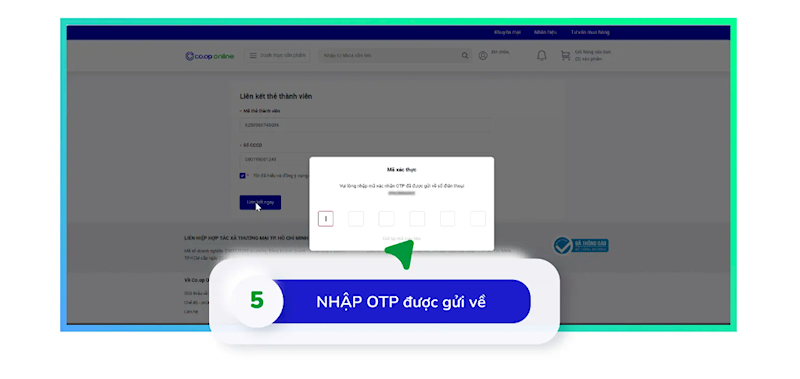 Nhập mã OPT được gửi về