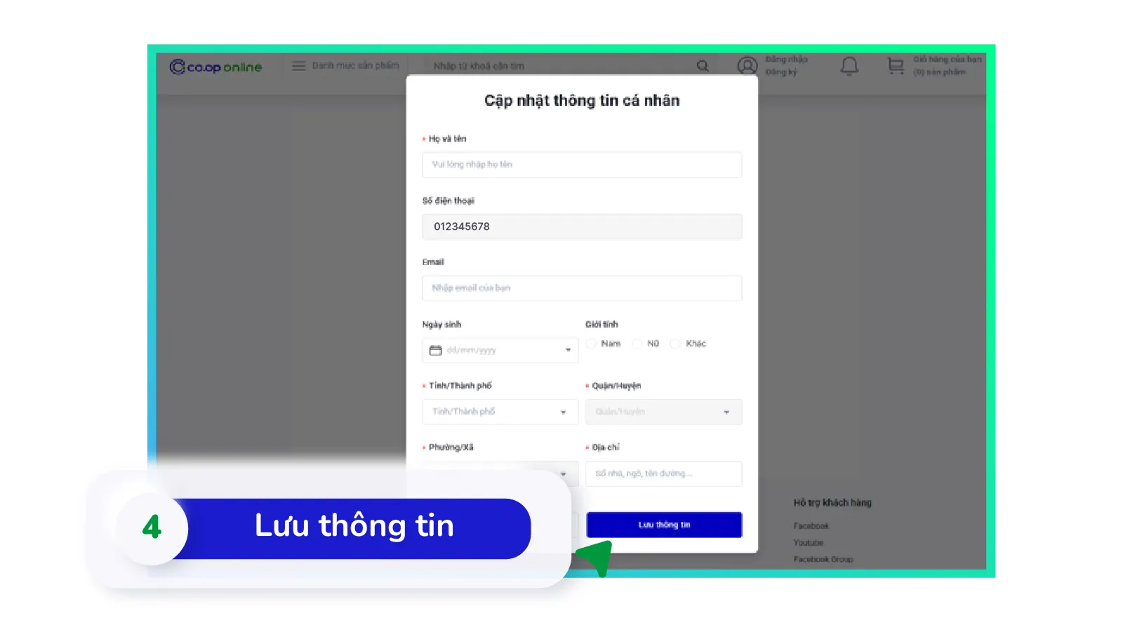Cập nhật thông tin cá nhân (Họ tên, email) để nhận các ưu đãi thành viên.