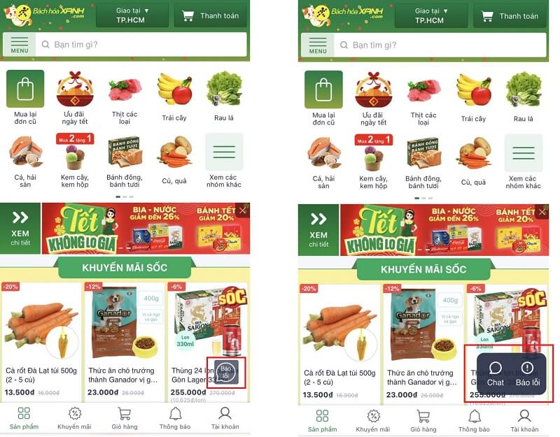 Ứng dụng mua sắm online Bách Hóa Xanh