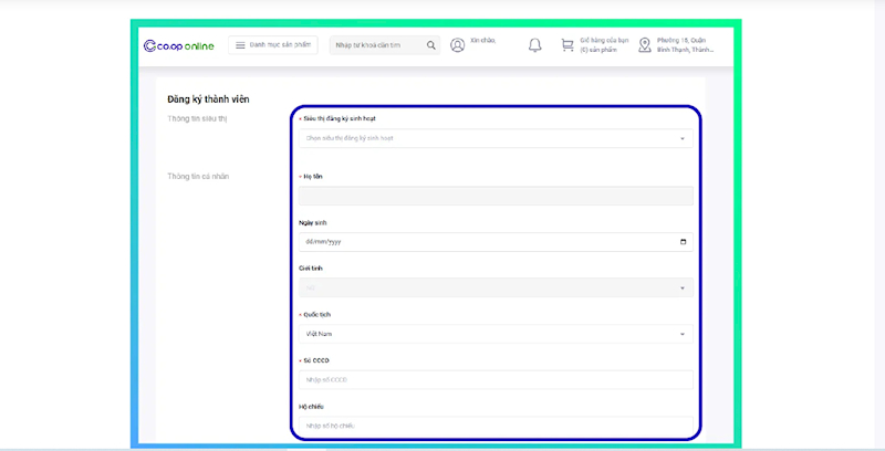 Xác nhận thông tin bằng số thẻ thành viên hoặc CCCD