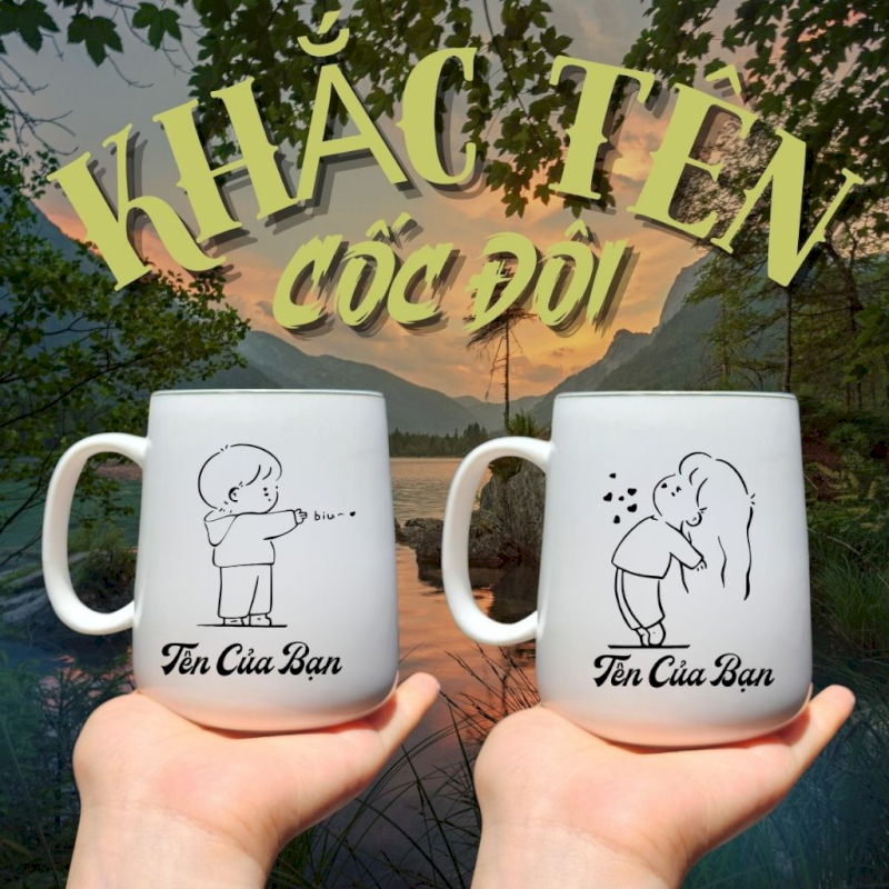 Cặp ly sứ in hình thiết thực giúp khởi đầu ngày mới vui vẻ