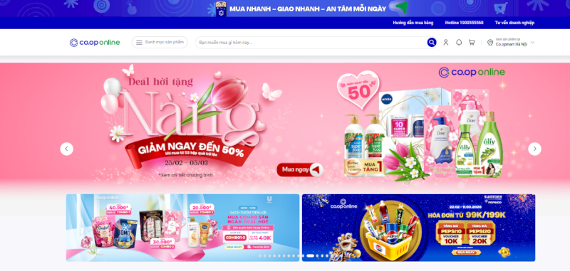 Co.op Online triển khai nhiều phiếu quà tặng giảm giá trong các ngày lễ như 8/3