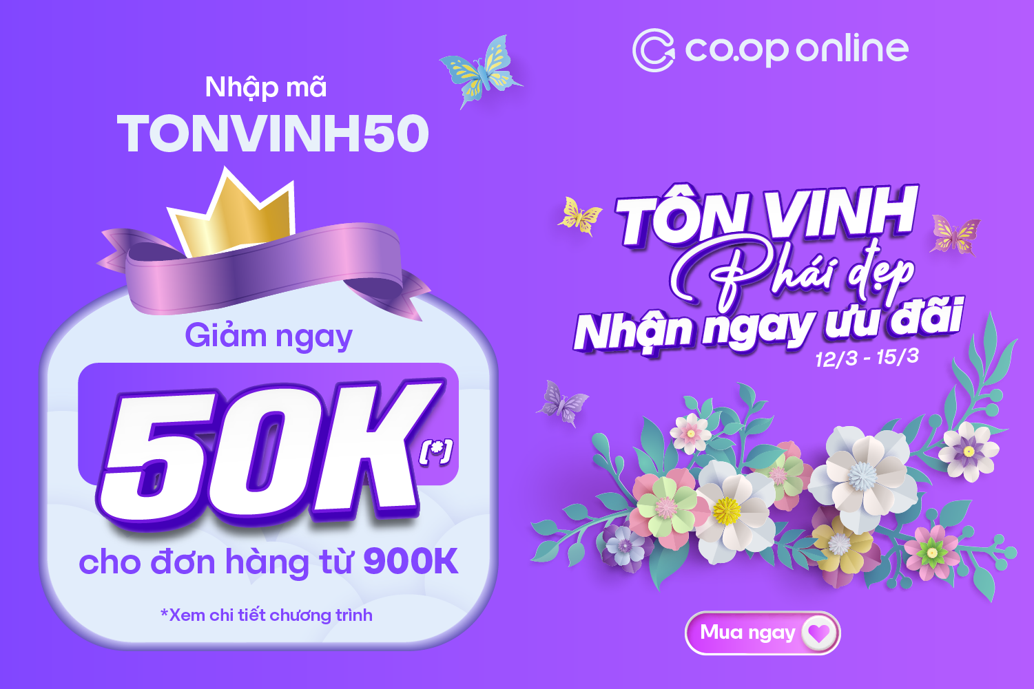 Tôn vinh phái đẹp nhận ưu đãi đến 50k