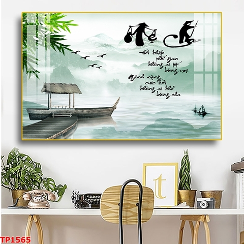 Tranh thư pháp làm đẹp không gian phòng khách gia đình