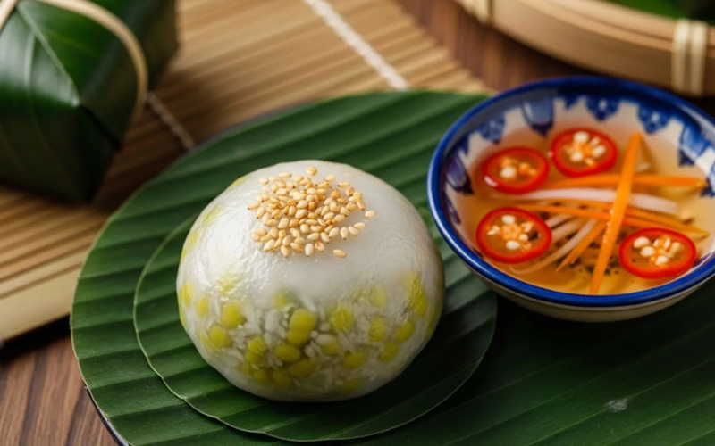 Bánh ít trần chay dẻo thơm nhân đậu xanh