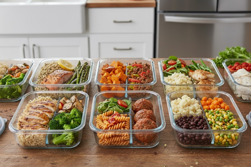 Chuẩn bị thức ăn trước vào hộp (Meal Prep) giúp tiết kiệm thời gian cho người bận rộn.