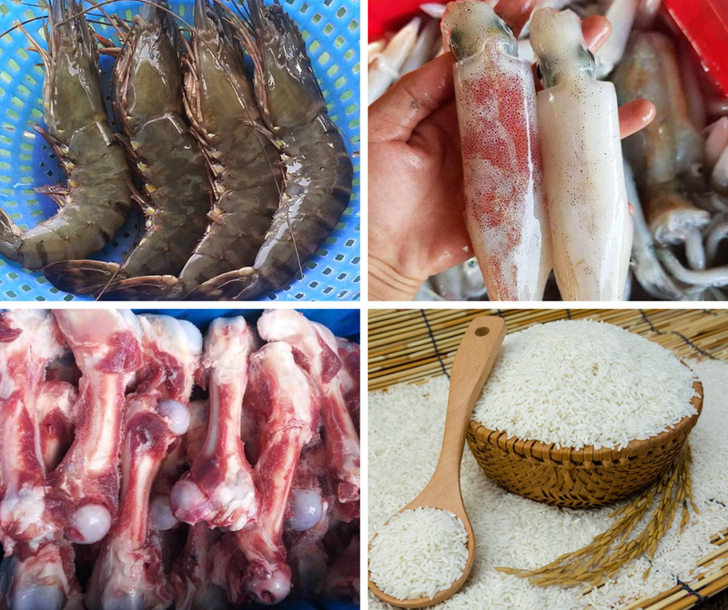 Những nguyên liệu cơ bản cho món cháo hải sản đãi tiệc