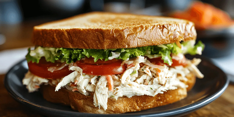 Sandwich gà luộc rau củ thanh mát rất tốt cho hệ tiêu hóa