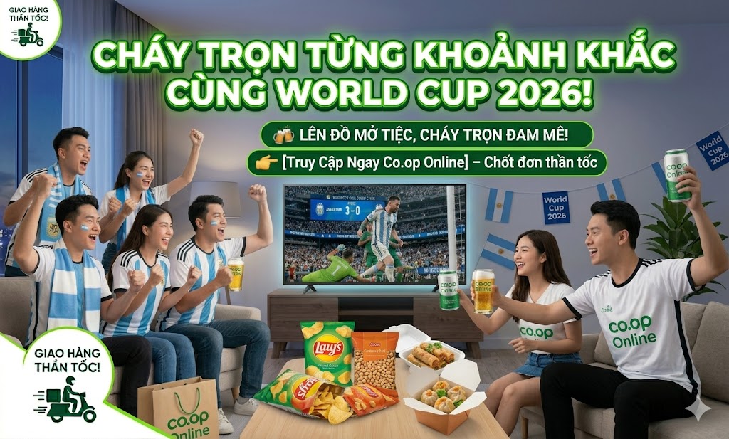 Trải nghiệm mua sắm mùa World Cup tiện lợi và nhanh chóng cùng Co.op Online