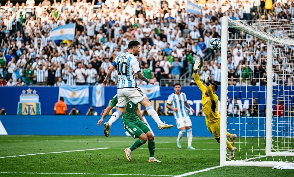 Messi tung cú đánh đầu kỹ thuật làm tung nóc lưới lập hattrick siêu hạng và ấn định tỷ số 3-0