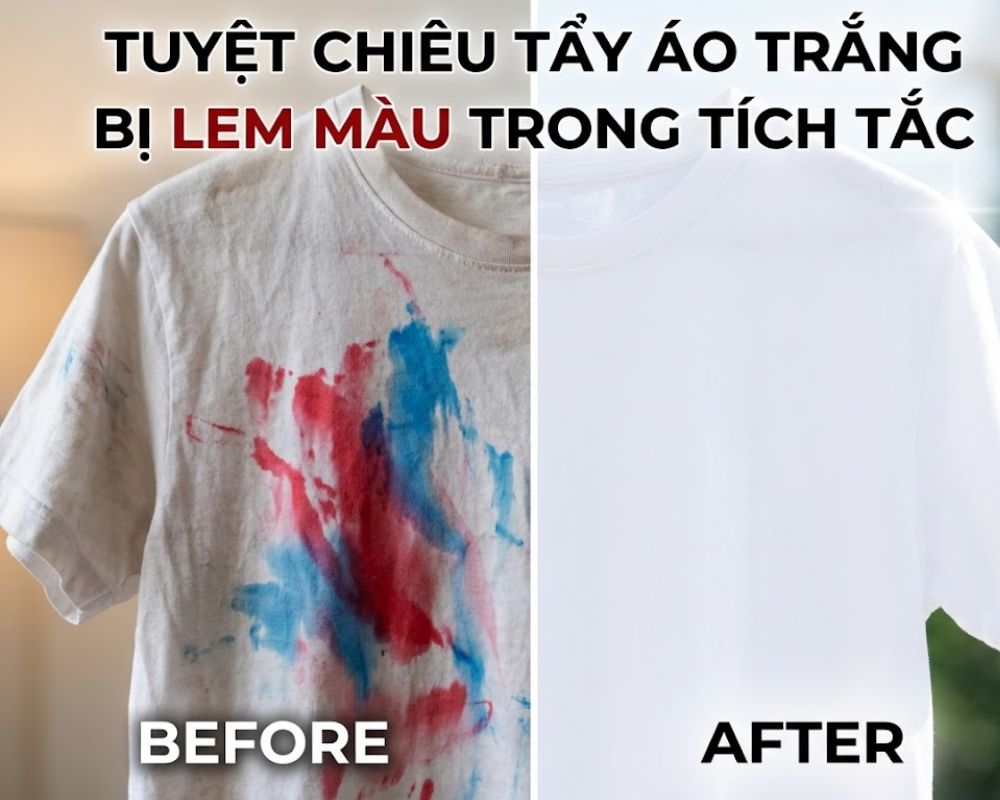 Cách tẩy áo trắng bị lem màu từ áo khác hiệu quả tại nhà
