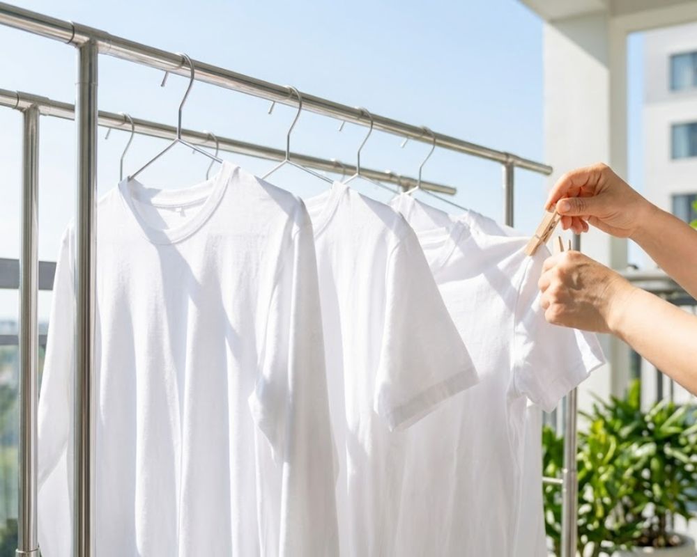Giặt quần áo sạch lại với nước giặt và nước xả