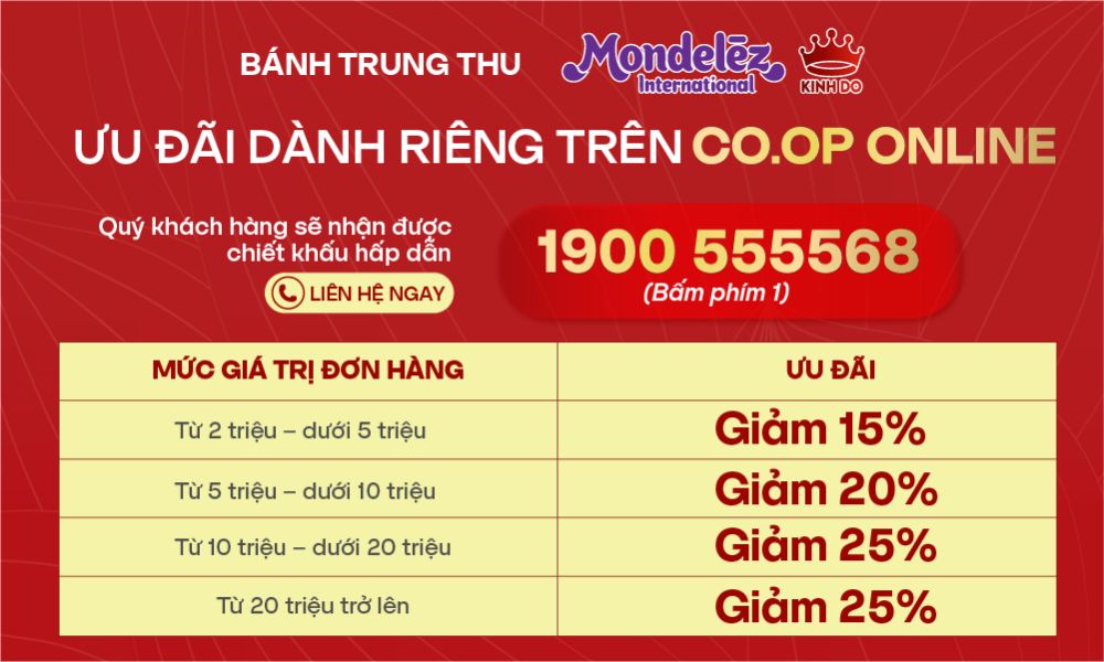 Ưu đãi bánh Trung thu từ Mondelez Kinh Đô dành riêng trên Co.op Online