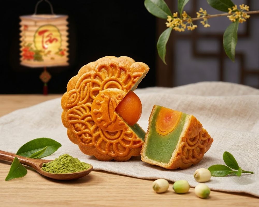 Bánh trung thu Kinh Đô hạt sen trà xanh thanh mát ngọt dịu