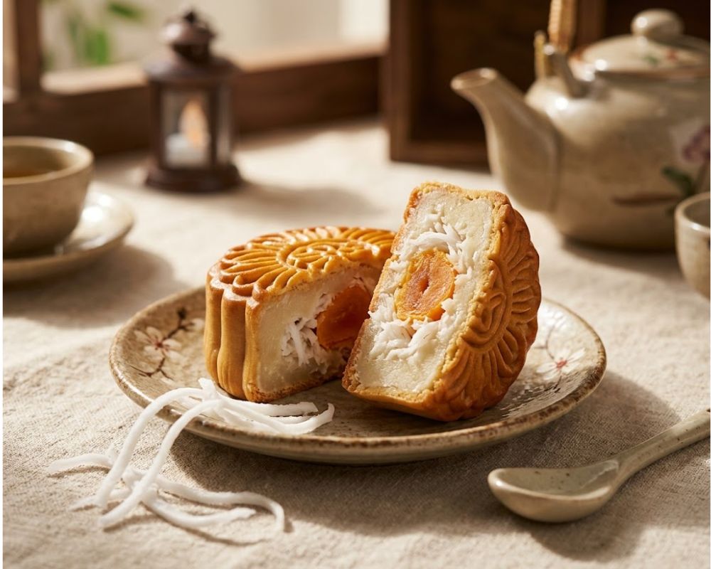 Bánh trung thu nhân dừa ngọt thanh, béo ngậy