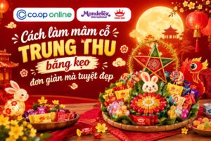 Cách làm mâm cỗ trung thu bằng kẹo đơn giản mà tuyệt đẹp
