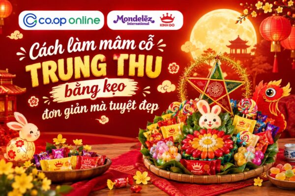Cách làm mâm cỗ trung thu bằng kẹo đơn giản mà tuyệt đẹp