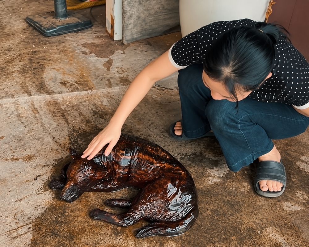 Chủ clip đang vệ sinh “ Chú cún”