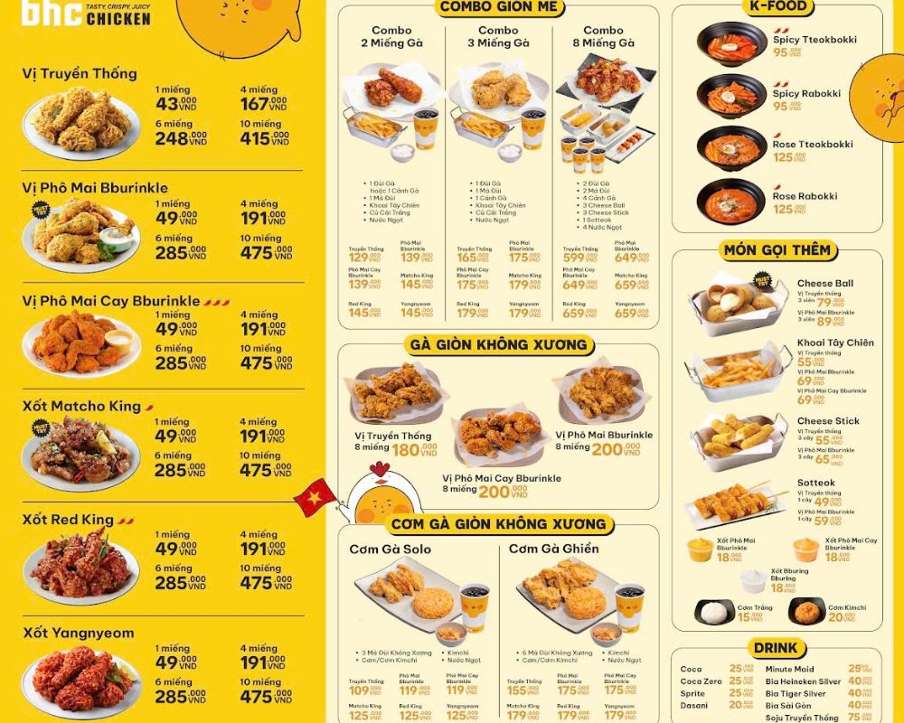 Menu của BHC Chicken