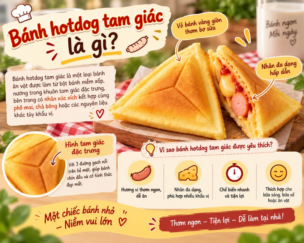 Bánh hotdog tam giác quen thuộc