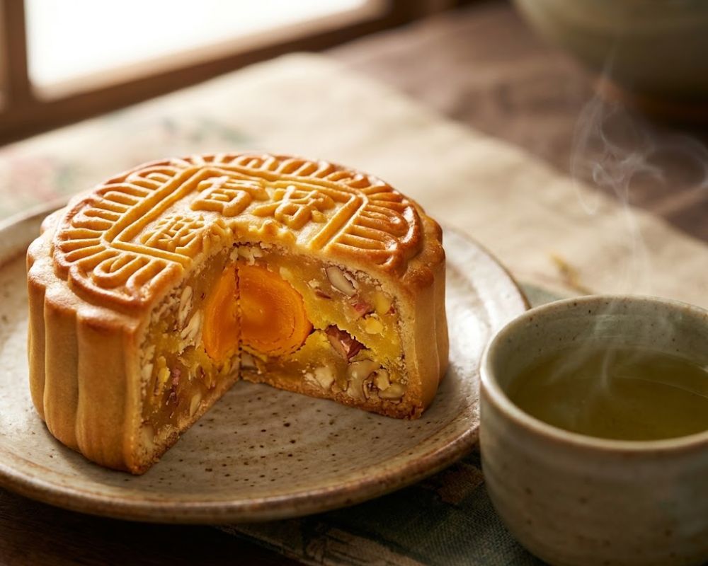 Bánh nướng, bánh dẻo Trung thu thơm ngon hòa quyện cùng tách trà xanh thanh mát