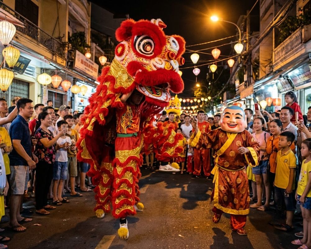 Hoạt động múa lân sư rồng sôi động, náo nhiệt trong ngày Tết Trung thu