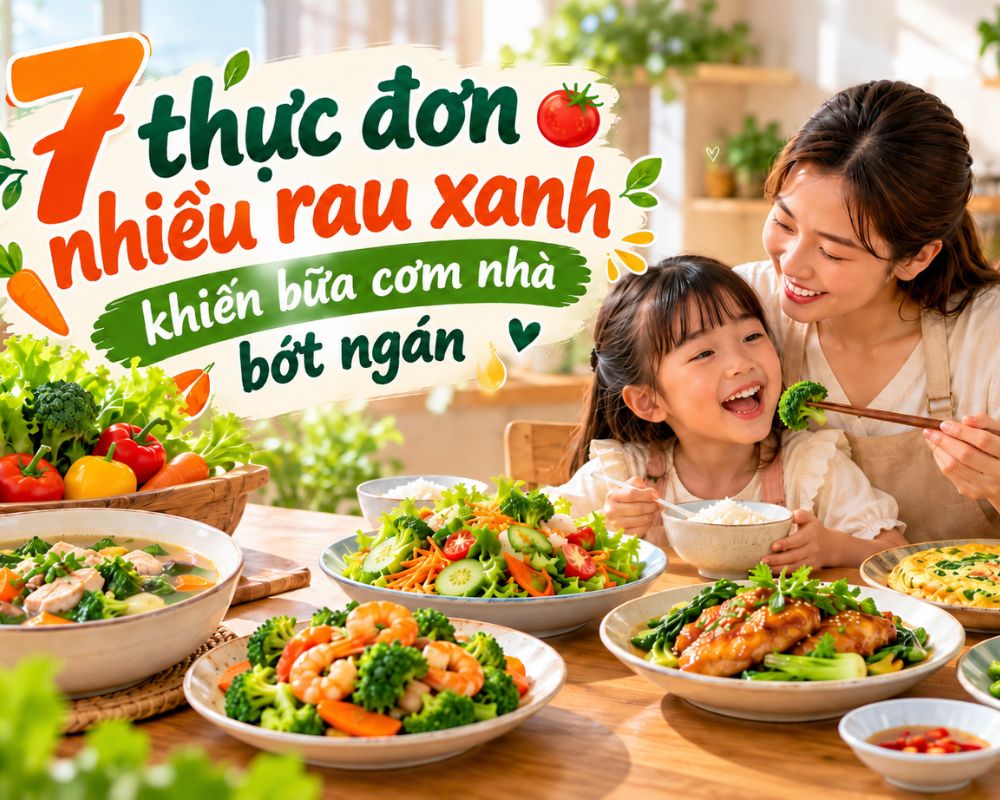 7 thực đơn nhiều rau xanh, đổi món mỗi ngày cho bữa cơm nhà thêm ngon.