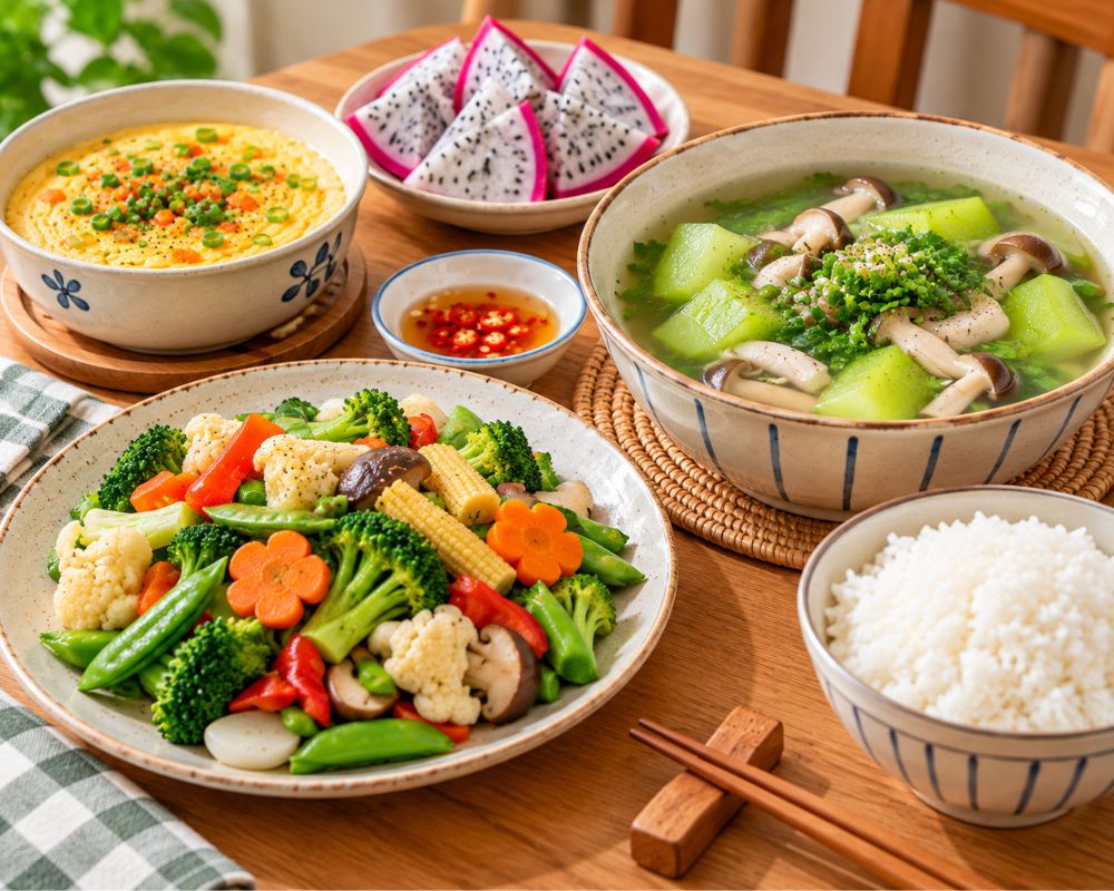 Rau củ đa sắc, món ngon dễ làm.