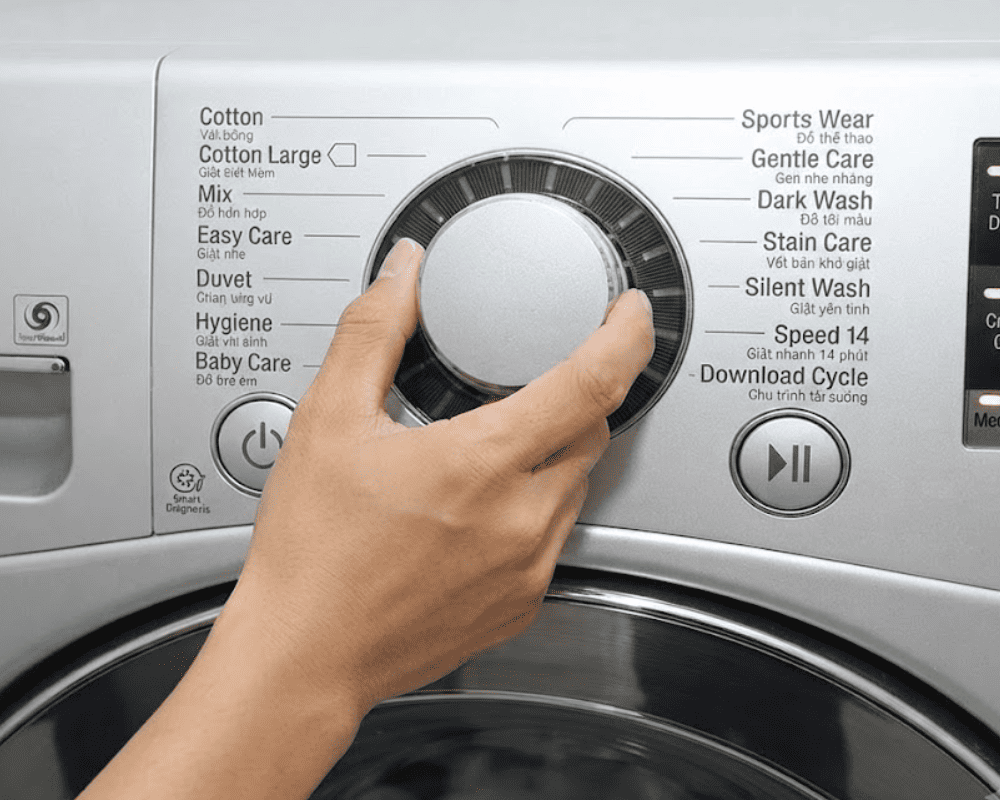 Điều chỉnh chế độ vắt trên máy giặt để quần áo nhanh khô