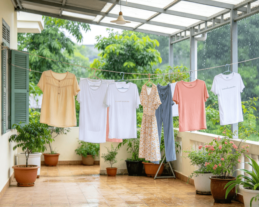 Phơi quần áo ngoài trời ở nơi thông thoáng