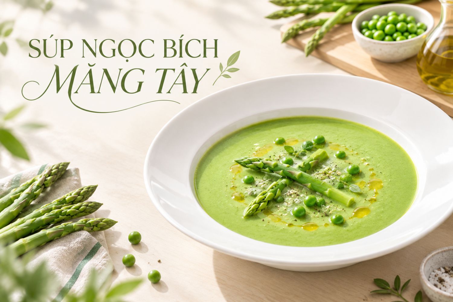 Súp ngọc bích măng tây: Khai vị nhẹ nhàng, thanh mát cho bữa ăn