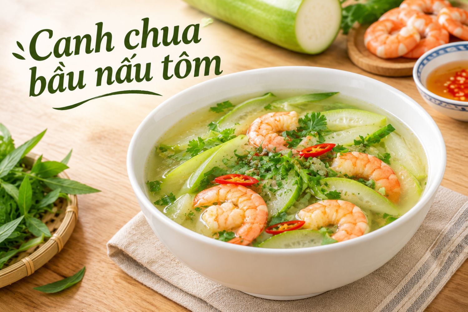Canh chua bầu nấu tôm: Thanh mát chuẩn vị miền Tây