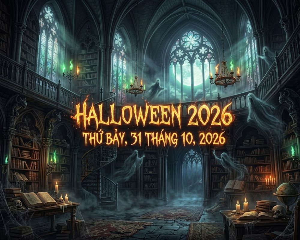 Sự kiện Halloween 2026 diễn ra vào Thứ Bảy, ngày 31 tháng 10 năm 2026