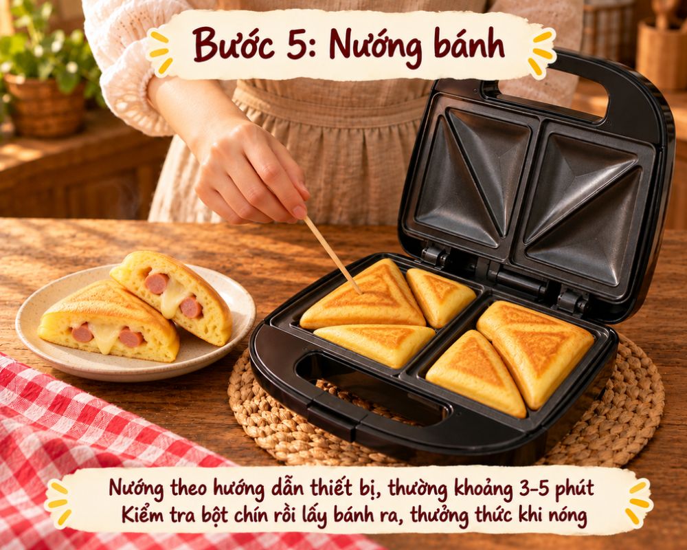 Nướng bánh vàng đều, kiểm tra độ chín trước khi lấy ra