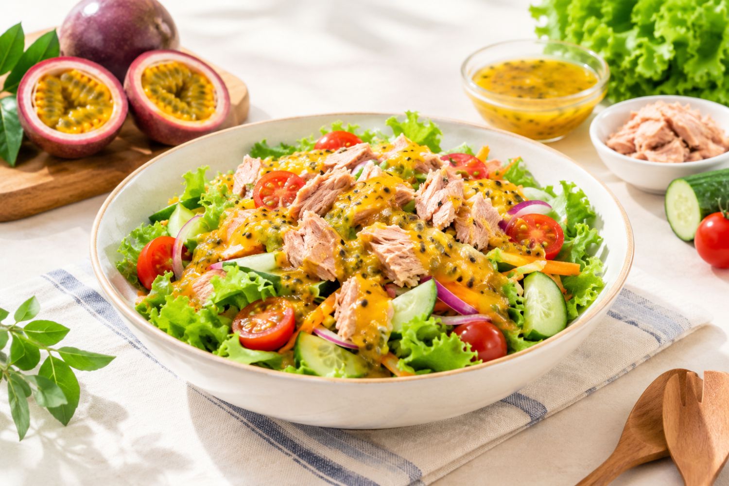 Salad cá ngừ chanh dây chua ngọt thanh mát, dễ làm tại nhà