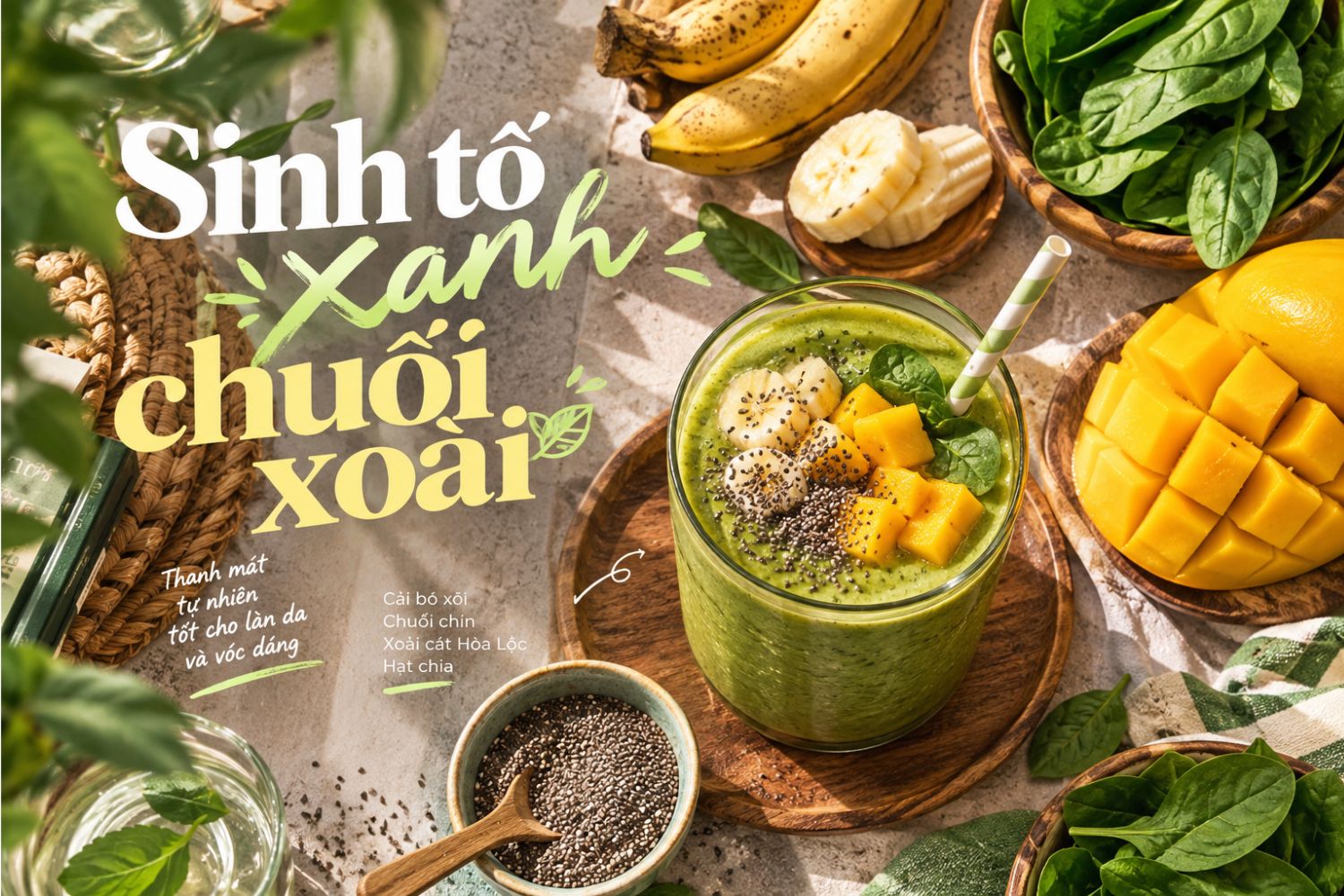 Sinh tố xanh chuối xoài: Bí kíp đẹp da, thon dáng đơn giản tại nhà