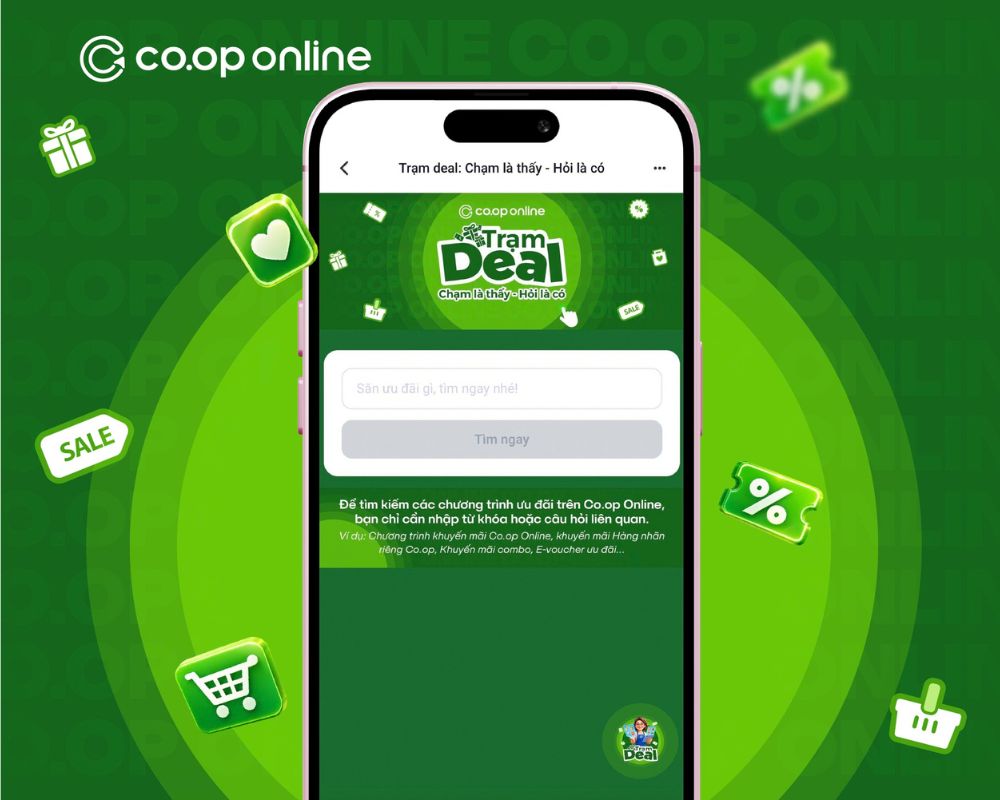 Giao diện trò chuyện với trợ lý thông minh, thân thiện với khách hàng của Co.op Online