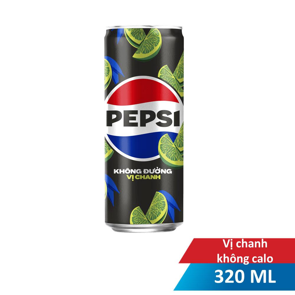 Nước Ngọt Có Ga Pepsi Vị Chanh Không Calo Lon 320ml | Đặt Hàng Coop Online