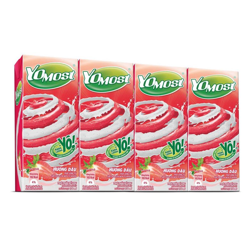 Sữa chua uống Yomost hương dâu lốc 4 hộp x 170ml - Đặt hàng Coop ...