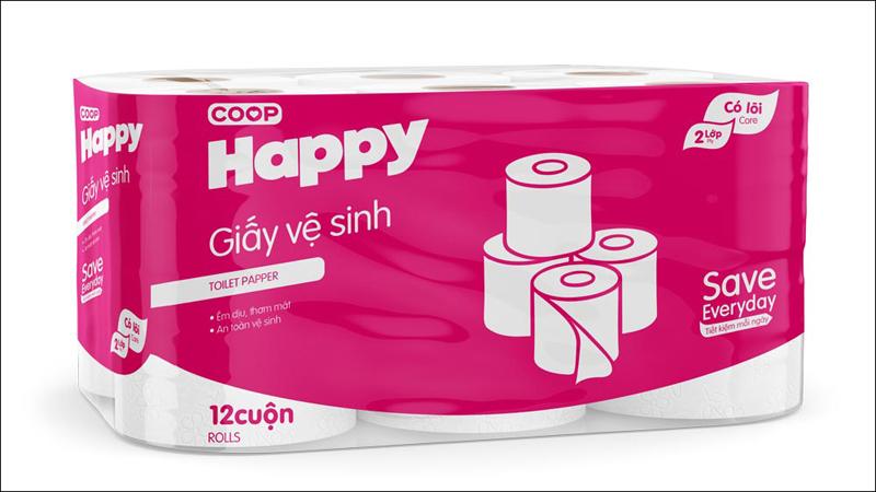 Giấy vệ sinh Co.op Happy có độ mềm mại, dai và bền, không bị rách