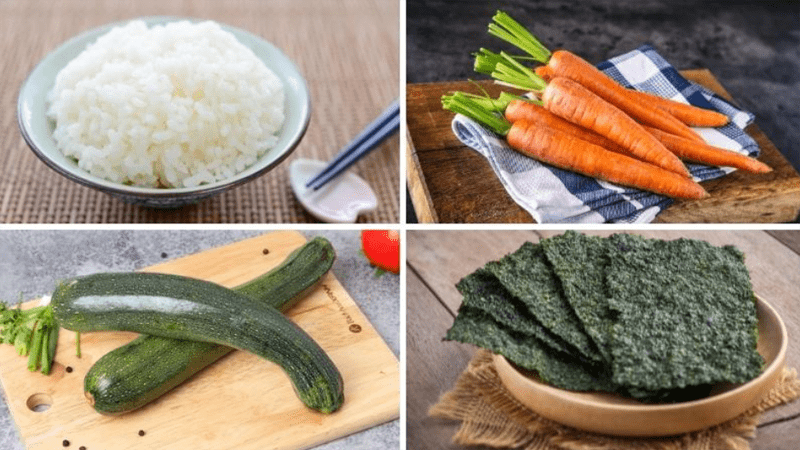 Chuẩn bị nguyên liệu Kimbap bông hoa