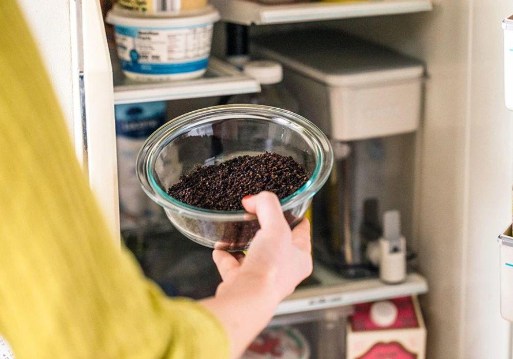 Cách khử mùi tủ lạnh bằng bã cà phê