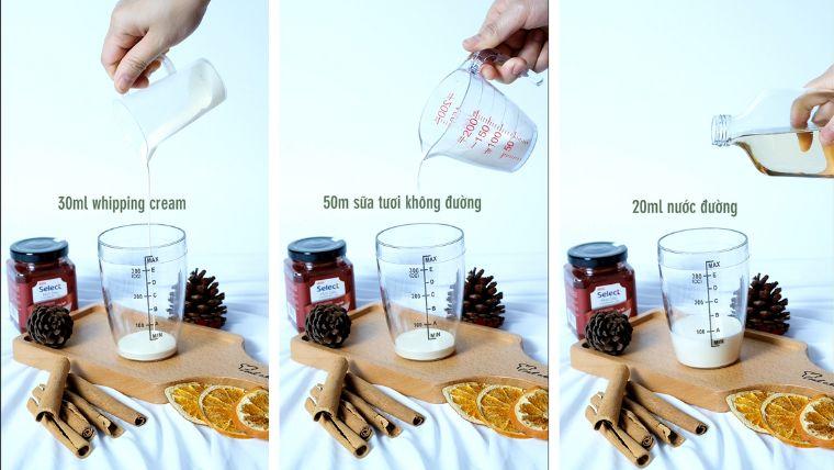 Cho sữa tươi nguyên kem/ whipping cream vào shake